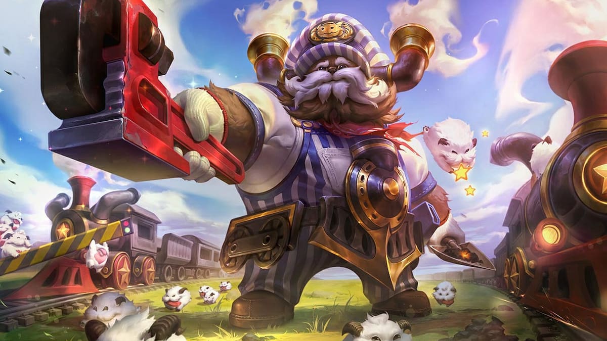 Picture showing the Choo Choo Ornn skin in League of Legends.