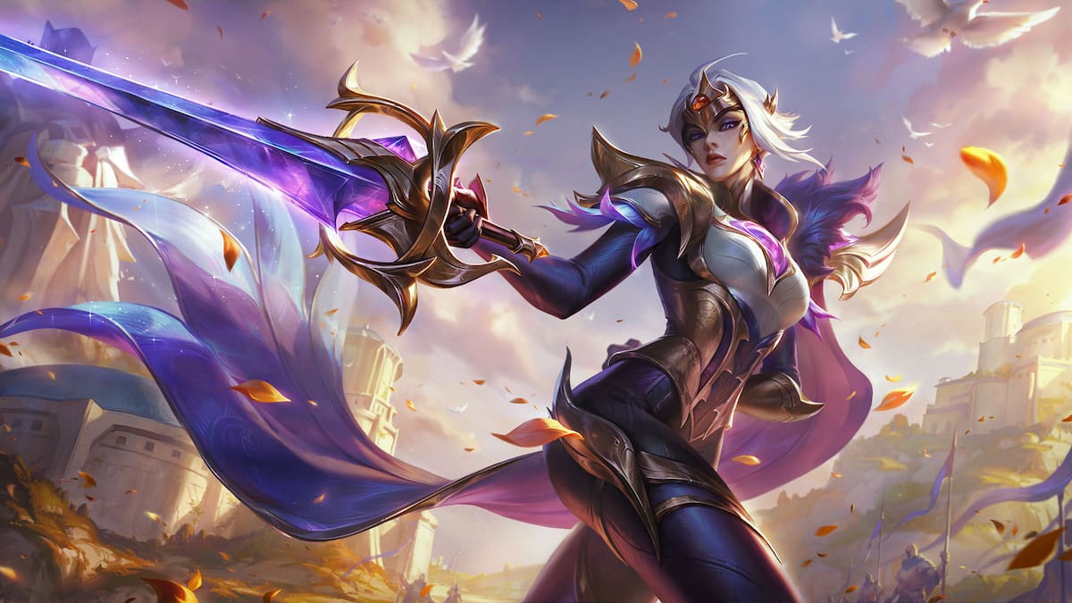 Picture showing the Victorious Fiora skin in League of Legends.