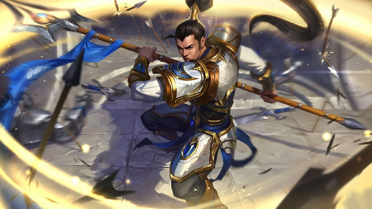 Picture showing Xin Zhao in League of Legends.